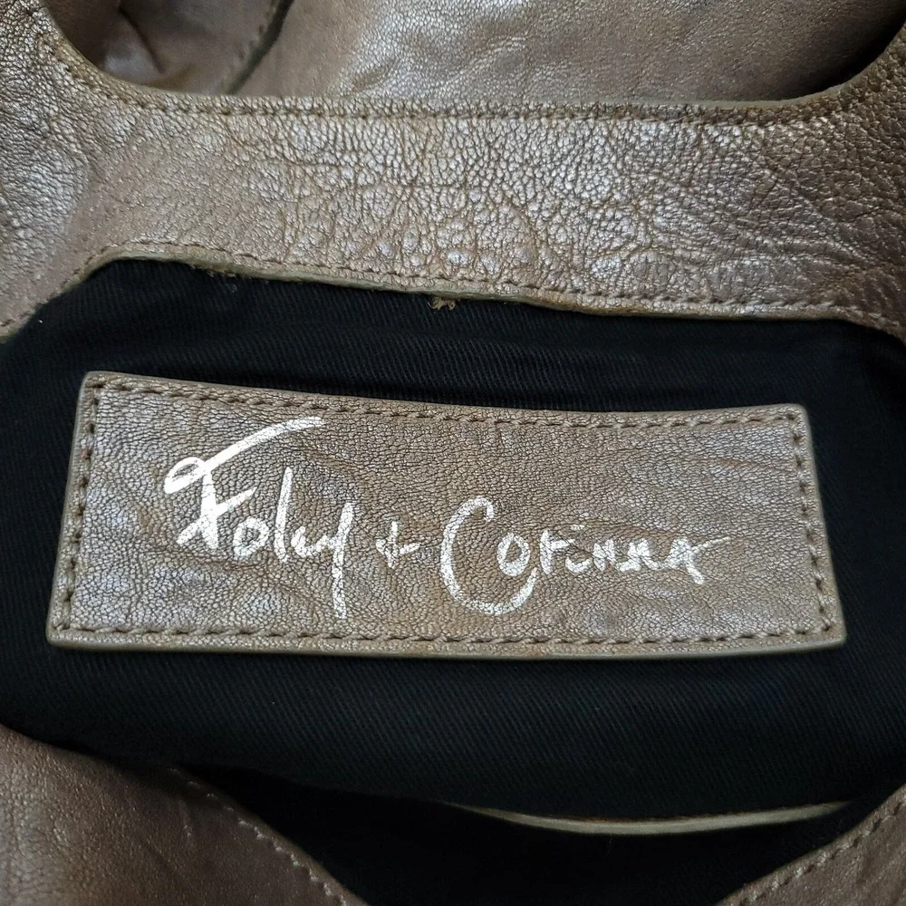 Foley & Corinna‎ Purse Mid City Tote Brown Taupe Pebbled Crossbody Hobo Zip